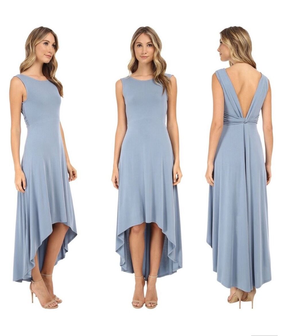 BCBGMAXAZRIA Fara Light Blue Twist Back Modal Feminine Romantic Dress Medium